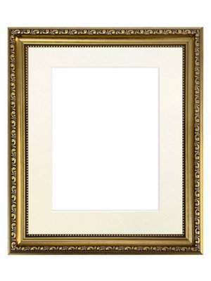 Frames By Post Shabby Chic Gold Frame With Ivory Mount For Image Size 9 X 7 Inch