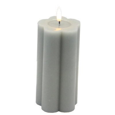 Luxe Collection Natural Glow 2.75X5 Grey Pillar Led Candle - image 1