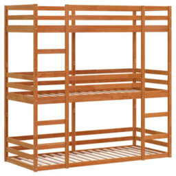 Berkfield Triple Bunk Bed Without Mattress Wax Brown 90X200 Cm Solid Wood Pine - thumbnail 3