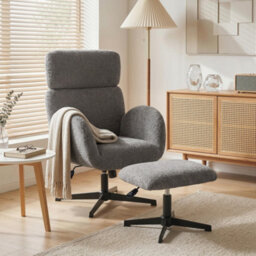 Homcom Swivel Armchair With Footstool, Rocking Accent Chair, Grey