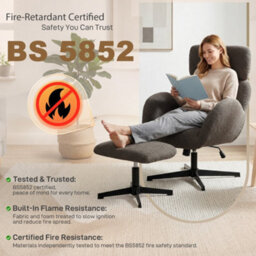 Homcom Swivel Armchair With Footstool, Rocking Accent Chair, Grey - thumbnail 8
