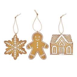 Set Of 3 Gingerbread Cookie Ornaments - Festive Christmas Tree Decorations - thumbnail 1
