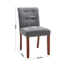 Living And Home Set Of 4 Grey Dining Chair Set Linen Upholstered Dining Chairs Accent Chair With Wooden Legs - thumbnail 6