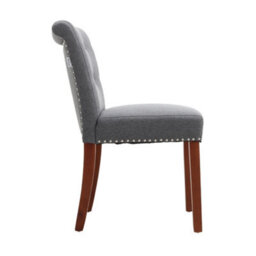 Living And Home Set Of 4 Grey Dining Chair Set Linen Upholstered Dining Chairs Accent Chair With Wooden Legs - thumbnail 4