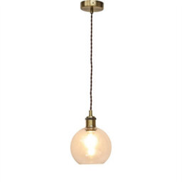 First Choice Lighting Set Of 2 Barnum - Clear Glass Globe Antique Brass Retro Pendants - thumbnail 3
