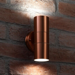 Auraglow Stainless Steel Up & Down Outdoor Wall Light - Winchester - Copper - Warm White - thumbnail 3