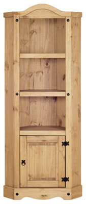 Mews Corona Corner Bookcase Pine Display Cupboard 3 Book Shelves Mexican - image 1