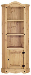 Mews Corona Corner Bookcase Pine Display Cupboard 3 Book Shelves Mexican - thumbnail 1