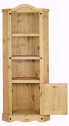 Mews Corona Corner Bookcase Pine Display Cupboard 3 Book Shelves Mexican - thumbnail 3