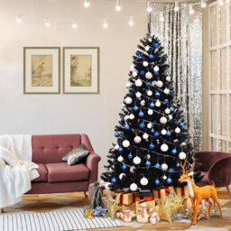 Abaseen - 6Ft Black Artificial Christmas Tree, 800 Tips Xmas Tree Easy Assembly Foldable Reusable Strong Stand, Indoor Outdoor - thumbnail 3