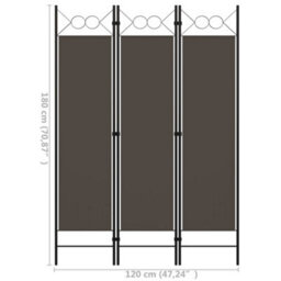 Vidaxl 3-Panel Room Divider Anthracite 120X180 Cm Room Dividers - thumbnail 3