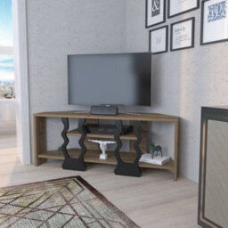 Decorotika Firal Corner Tv Stand Tv Unit For Tvs Up To 45 Inch Walnut And Black - thumbnail 3