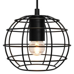 Long Life Lamps Company Wire Cage Globe Black Metal Pendant Light M0173 - thumbnail 4