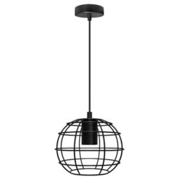 Long Life Lamps Company Wire Cage Globe Black Metal Pendant Light M0173 - thumbnail 5