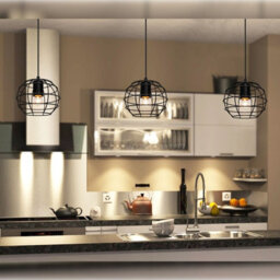 Long Life Lamps Company Wire Cage Globe Black Metal Pendant Light M0173 - thumbnail 7