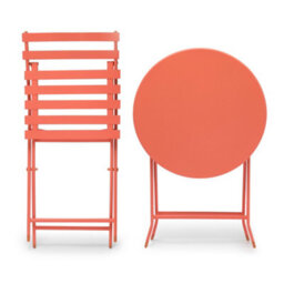 Vonhaus Folding Bistro Set For 2, Coral Garden Table & Chairs, Weather Resistant Steel Frame For Outdoors, Balcony And Patio - thumbnail 8