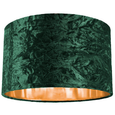 Happy Homewares Modern Green Crushed Velvet 14 Table/pendant Lampshade With Shiny Copper Inner - image 1