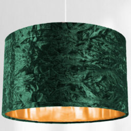 Happy Homewares Modern Green Crushed Velvet 14 Table/pendant Lampshade With Shiny Copper Inner - thumbnail 5