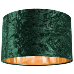 Happy Homewares Modern Green Crushed Velvet 14 Table/pendant Lampshade With Shiny Copper Inner