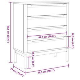 Vidaxl Chest Of Drawers Floro Wax Brown Solid Wood Pine - thumbnail 3