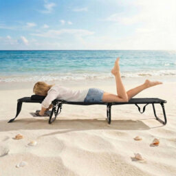 Gainoom Folding Beach Black Sun Lounger Adjustable Face Down Tanning Chair Portable Outdoor Sunbathing Recliner - thumbnail 3