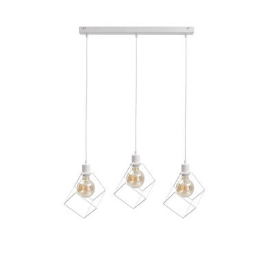 Luminosa Lighting Luminosa Ruben Bar Pendant Ceiling Light White, 60Cm, 3X E27