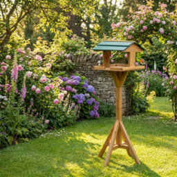 Traditional Wooden Bird Table Garden Bird Feeder Feeding Station - thumbnail 1