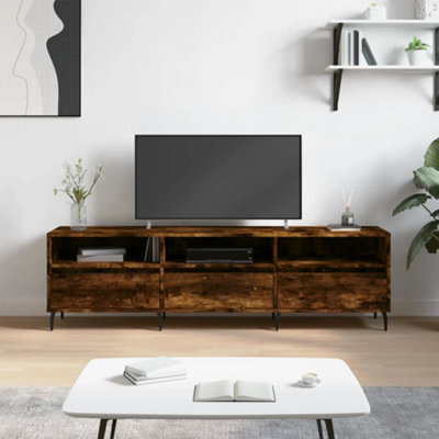 Vidaxl Tv Cabinet Smoked Oak 150X30X44.5 Cm Engineered Wood - image 1