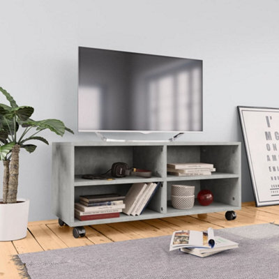 Berkfield Tv Cabinet With Castors Concrete Grey 90X35X35 Cm Engineered Wood - image 1