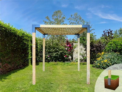 Edecks Modblox Trellis Top Cube Wooden Garden Pergola (1800mm X 1800mm) With Bolt Down Anchors (2.1M) - image 1