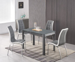 Furnizone UK Milano 4-Seater Grey Glass Dining Table And Grey Metal Legs Dining Table - thumbnail 5