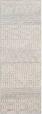 Livabliss Monaco-Geometric Grey Ivory Living Dining Bedroom Rug 80 X 220 Cm Easy Care, Non Shedding - image 1