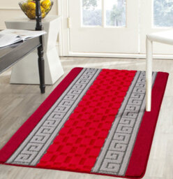 Smart Living Gel Back Heavy Duty Machine Washable Hallway Kitchen Non Slip Door Mat - 60Cm X 220Cm - Red & Grey - thumbnail 2