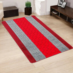 Smart Living Gel Back Heavy Duty Machine Washable Hallway Kitchen Non Slip Door Mat - 60Cm X 220Cm - Red & Grey - thumbnail 1
