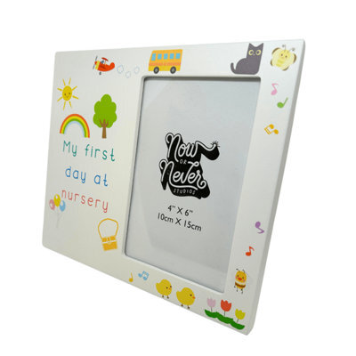 Widdop Gifts My First Day At Nursery 10 X 15 Cm Photo Frame With Stand, White, Gloss Finish, 21 X 18 X 1.2 Cm