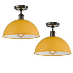 2 Pack Industrial-Semi Flush Mount Ceiling Light Metal 30Cm Dome Lampshade E27 Indoor Ceiling Lamp Fixture For Bedroom - thumbnail 1