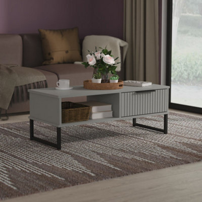 Ancona Matt Dusk Grey 1 Drawer Non-Extendable Coffee Table (H)348mm (W)925mm (D)410mm - image 1