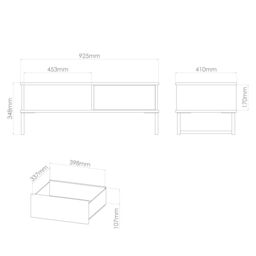 Ancona Matt Dusk Grey 1 Drawer Non-Extendable Coffee Table (H)348mm (W)925mm (D)410mm - thumbnail 7