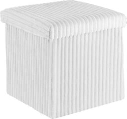 Storage Ottoman Padded Foldable Bench Chest With Lid Holds Up To 100 Kg For Bedroom Room Off-White Corduroy 38Cm X 38 Cm X 38 Cm - thumbnail 2