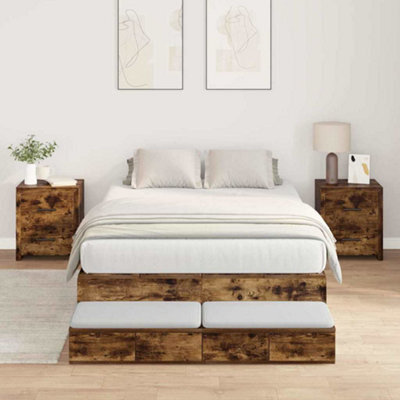 Berkfield Storage Bed Frame Smoked Oak 120X200 Cm - image 1