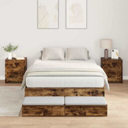 Berkfield Storage Bed Frame Smoked Oak 120X200 Cm - thumbnail 1