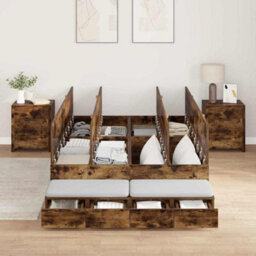 Berkfield Storage Bed Frame Smoked Oak 120X200 Cm - thumbnail 4