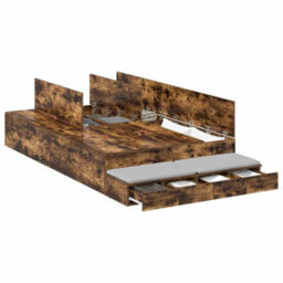 Berkfield Storage Bed Frame Smoked Oak 120X200 Cm - thumbnail 3