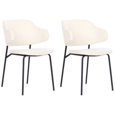 Beliani Set Of 2 Dining Chairs Kenai Fabric Light Beige - image 1