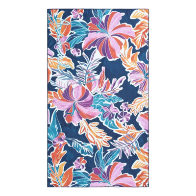 Animal Hibiscus Travel Microfibre Towel Blue/pink (One Size) - image 1