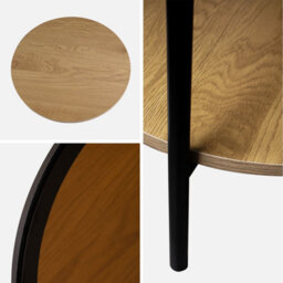 Sweeek - Round Side Table With Tempered Glass And Wood Effect Smooky Natural 52X52X45 Cm - thumbnail 5