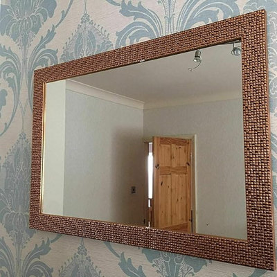 Biznest Mosaic Effect Resin Large Wall Mirror 48X68Cm, Home Decorative, Living Room, Bedroom Room (Gold) - image 1