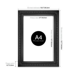 A4 Black Ornate Picture Frame (29.7 X 21Cm) Poster, Photo, Artwork, Gallery Wall Or Print - thumbnail 2