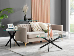 Furniturebox Novara Round Glass Coffee Table With Angled Starburst Black Metal Legs For Modern Industrial Minimalist Living Room - thumbnail 3