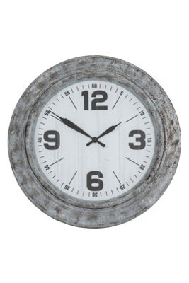 Roco Industrial Wall Clock, Vintage Metal Frame, Bold Numerals - image 1